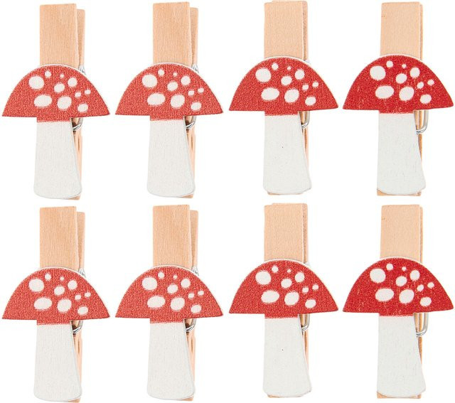 Rico Design Holzclips mit Fliegenpilz-Motiv in Weiß-Rot - Bild 1