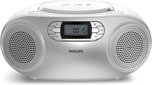 Philips TAZ2000S/10 Radiorekorder mit CD-Spieler, Bluetooth, USB-A, UKW und Kassette in Weiß/Silber - Bild 1