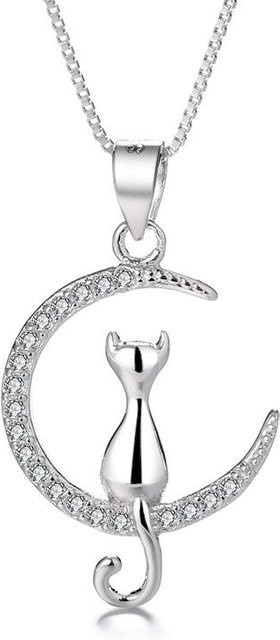 Lucky Star Jewelry Anhänger Katze Mond, 925 Silber, Zirkonia, Damen - Bild 1