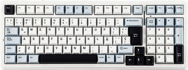 AULA F99 Gaming-Tastatur mit Hot-Swap, RGB-Hintergrundbeleuchtung und vorgeschmierten linearen Schaltern, ISO-ES QWERTY-Layout, Blau-Weiß - Bild 1