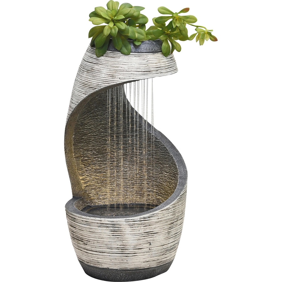 Granimex Gartenbrunnen Nimbus aus Fiberstone in Grau mit Pumpe und LED-Beleuchtung, Durchmesser: 26 cm, Höhe: 51 cm - Bild 2