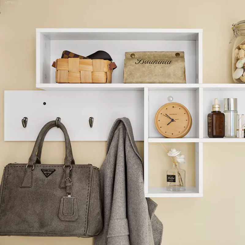 SoBuy Wandgarderobe in Weiß, modern und minimalistisch, B/T/H: 110 x 15 x 53 cm - Bild 2