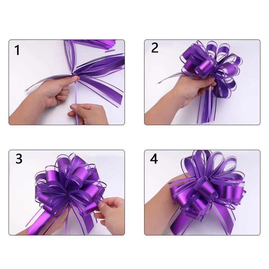 2er-Set Louleur Schnee Garn Hand Ziehen Blumen Bänder in Bunt und Hellgrün für Hochzeits-, Weihnachts- und Partydekoration sowie Geschenkverpackungen - Bild 5