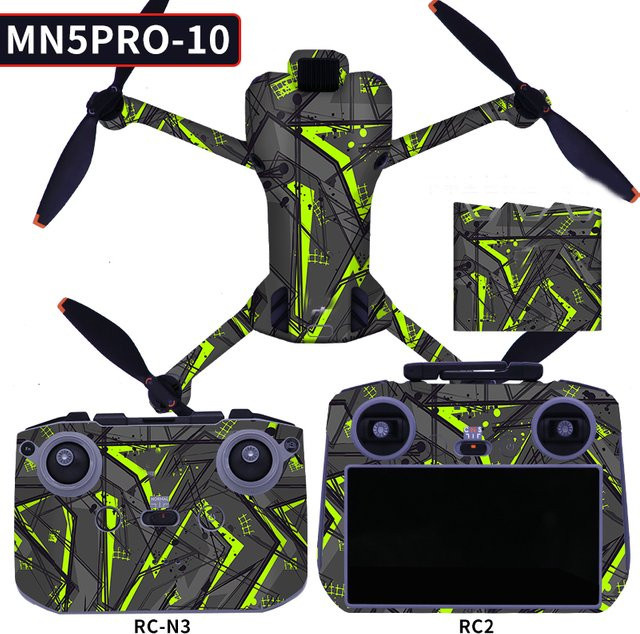 Dekoratives Aufkleber-Set für DJI Mini 5 Pro in Multicolour, wasserdichte und kratzfeste Schutzfolie für Drohne, Controller und Batteriemanager - Bild 1
