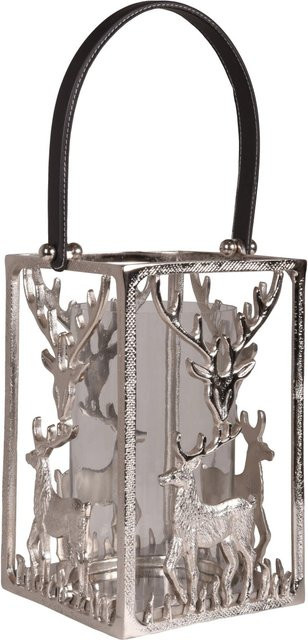 DELUKE Laterne EMIL Gartenleuchte aus Aluminium und Glas in Silber, B/T/H: 31 x 23,5 x 20 cm - Bild 1