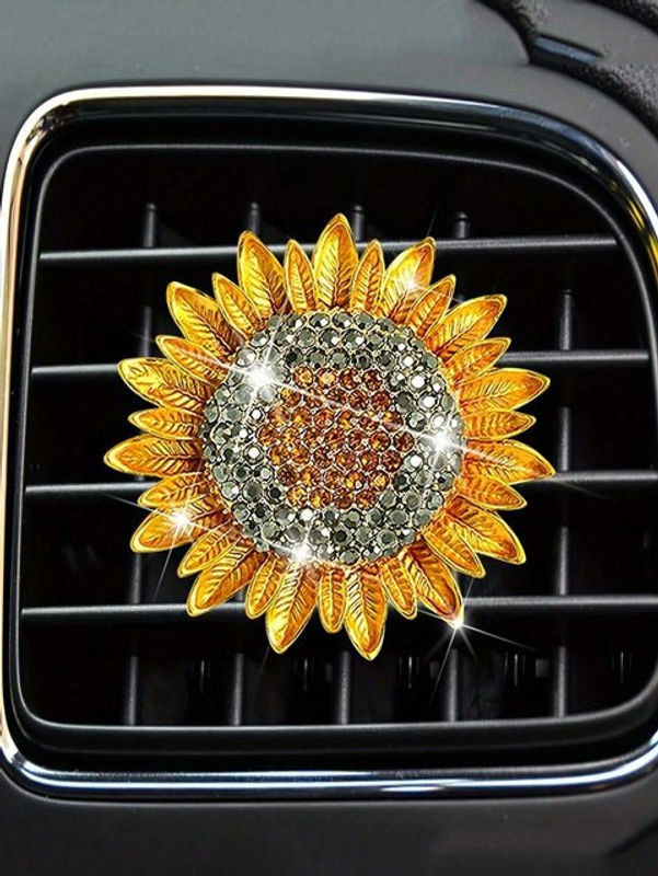 CHEGES Sonnenblumen Fahrzeug Duft Lufterfrischer mit floralem Aroma, Gelb, Kunstharz - Bild 1
