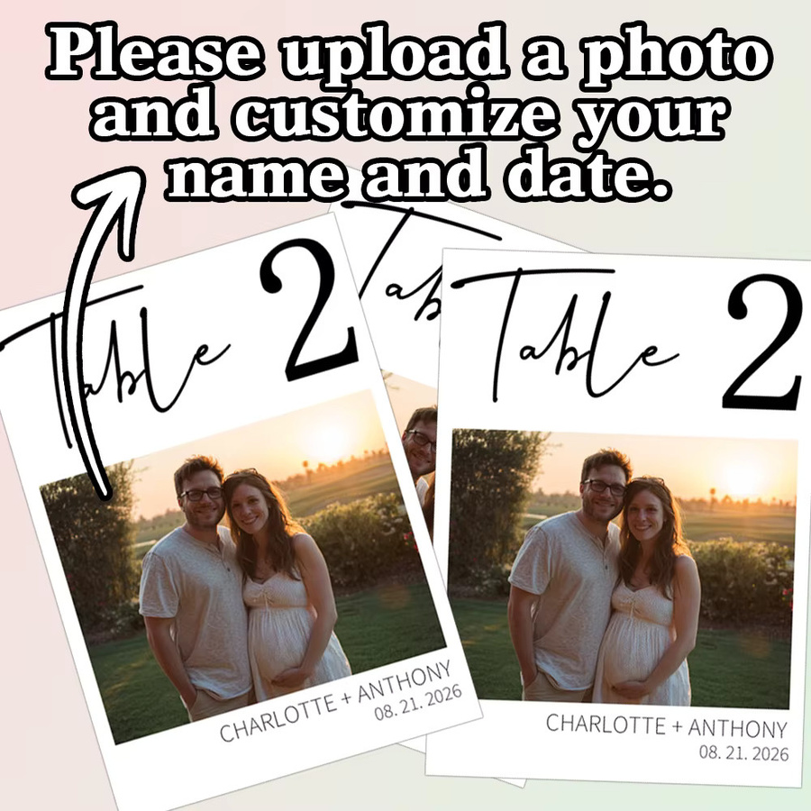 30 Stück personalisierte Foto-Hochzeitseinladungskarten von WEIGAO in Weiß aus Papier mit individuellem Bild, Namen und Datum - Bild 2