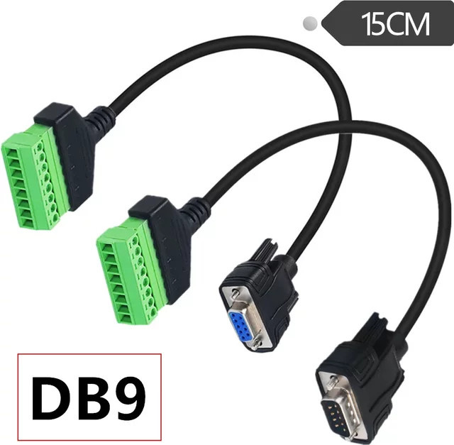BSN DB9 auf 8-Pin Anschlussklemme Verlängerungskabel für Analogsignal, Schwarz, Länge: 15 cm - Bild 1
