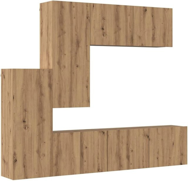 vidaXL TV-Wandmöbel Set aus 5 Teilen in Artisan-Eiche, modern und wandmontiert, Farbe Braun - Bild 1