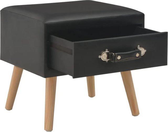 vidaXL Nachttisch aus Kunstleder und Kiefernholz in Schwarz, B/T/H: 40 x 35 x 40 cm - Bild 1