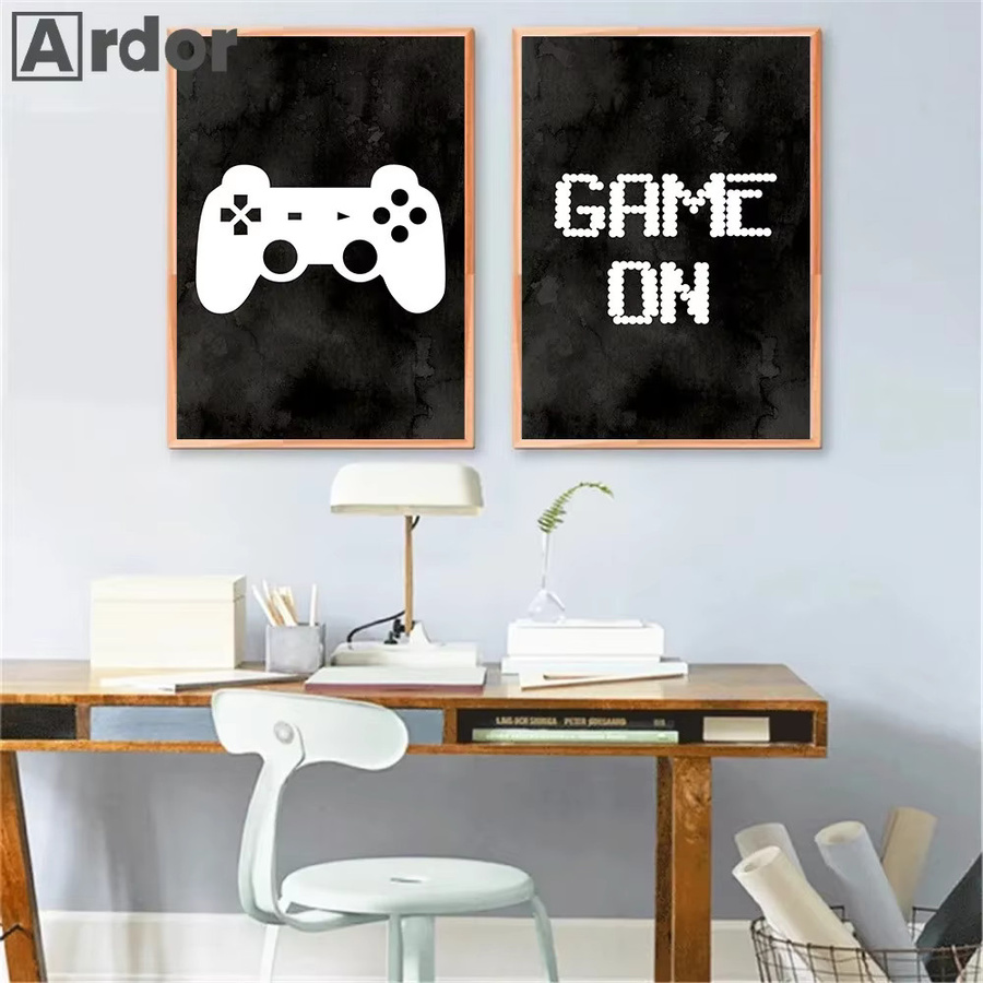 Potdemiel Gaming Leinwand Kunstdruck für Kinderzimmer in Schwarz und Weiß im modernen Nordic Design - Bild 3