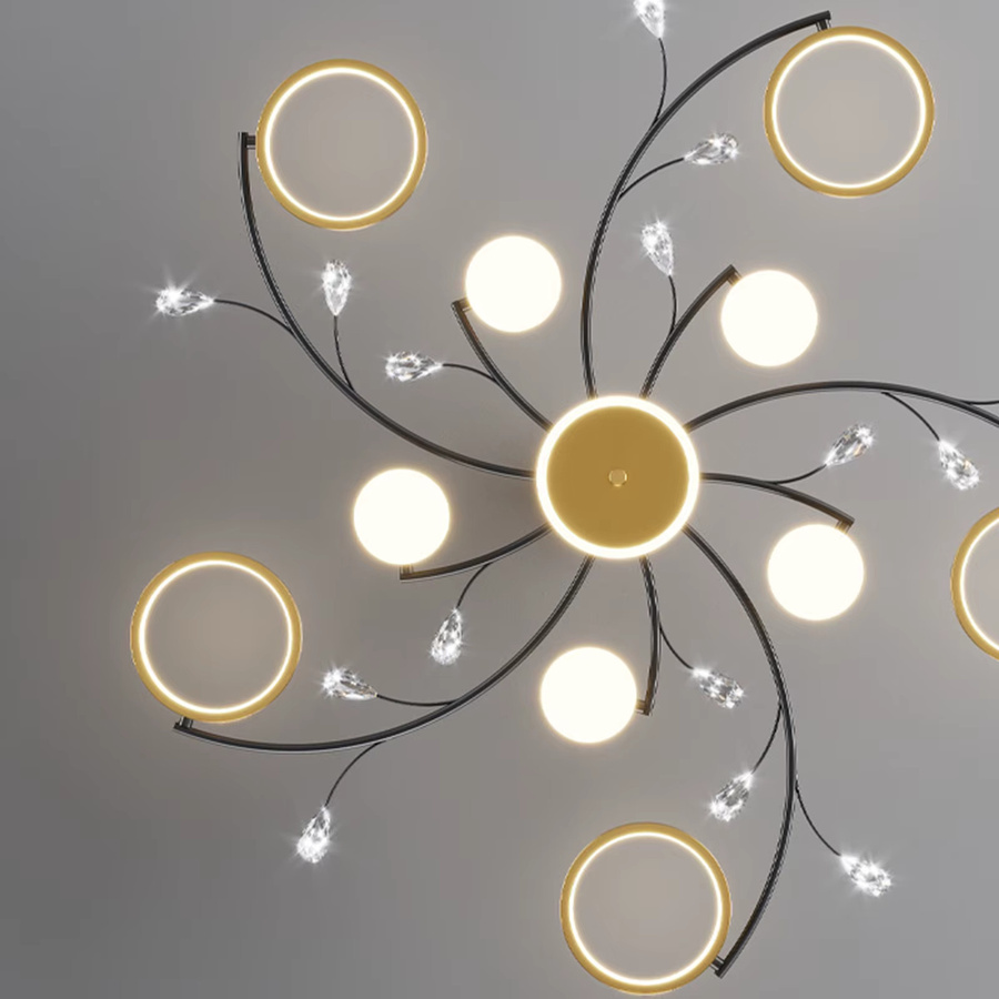 IRALAN K9 Kristall-Kronleuchter in Gold/Messing, moderner Ring-Deckenleuchter mit Fernbedienung für Wohnzimmer und Esszimmer - Bild 2