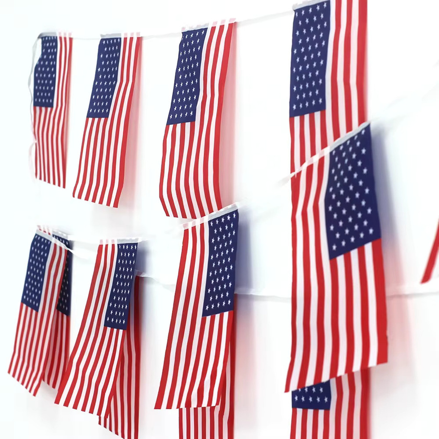 XIANGYING US American String Flag Banner Set mit 24 Stück, patriotische Wimpelkette in Rot, Weiß und Blau für Unabhängigkeitstag und Veranstaltungen - Bild 4