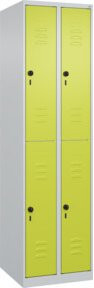 C+P Doppelstock-Spind Classic PLUS mit 2 Abteilen, Sicherheits-Drehriegel und Garderobenstange, Farbe: Lichtgrau oder Clowngrün, H x B x T: 185 x 50 x 50 cm - Bild 1