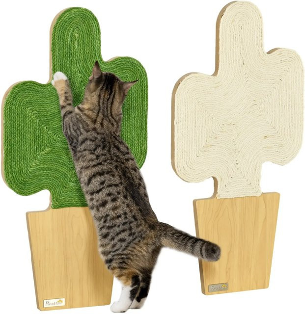 PawHut 2er Set Kratzmatten für Katzen im Kakteen-Design aus Eiche und Juteseil - Bild 1