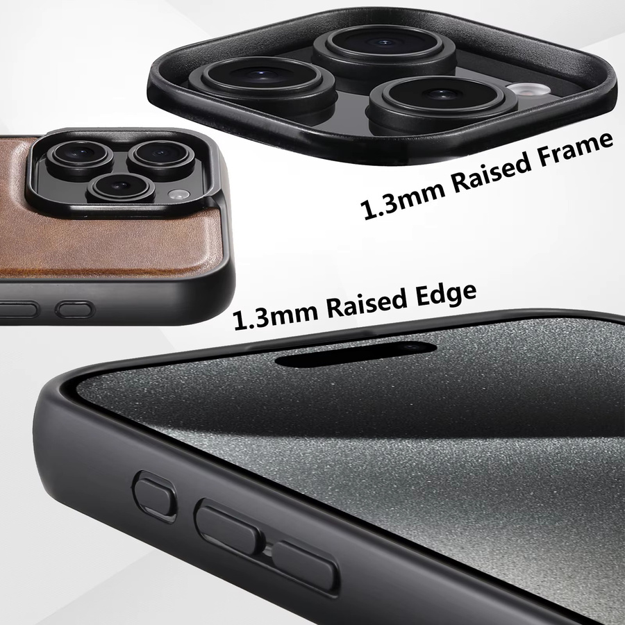Suteni MagSafe kompatible PU-Leder Handyhülle mit magnetischem 360 Grad rotierbarem Ringständer für iPhone 17 16 15 14 13 12 in Schwarz und Braun - Bild 6