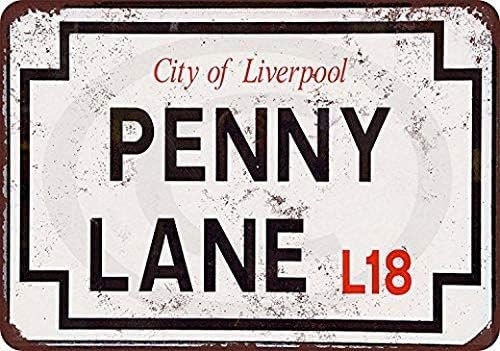 SmartCows Penny Lane Straßenschild im Vintage-Look aus Metall, Farbe: Weiß, B/H: 20,0 x 14,0 cm - Bild 1