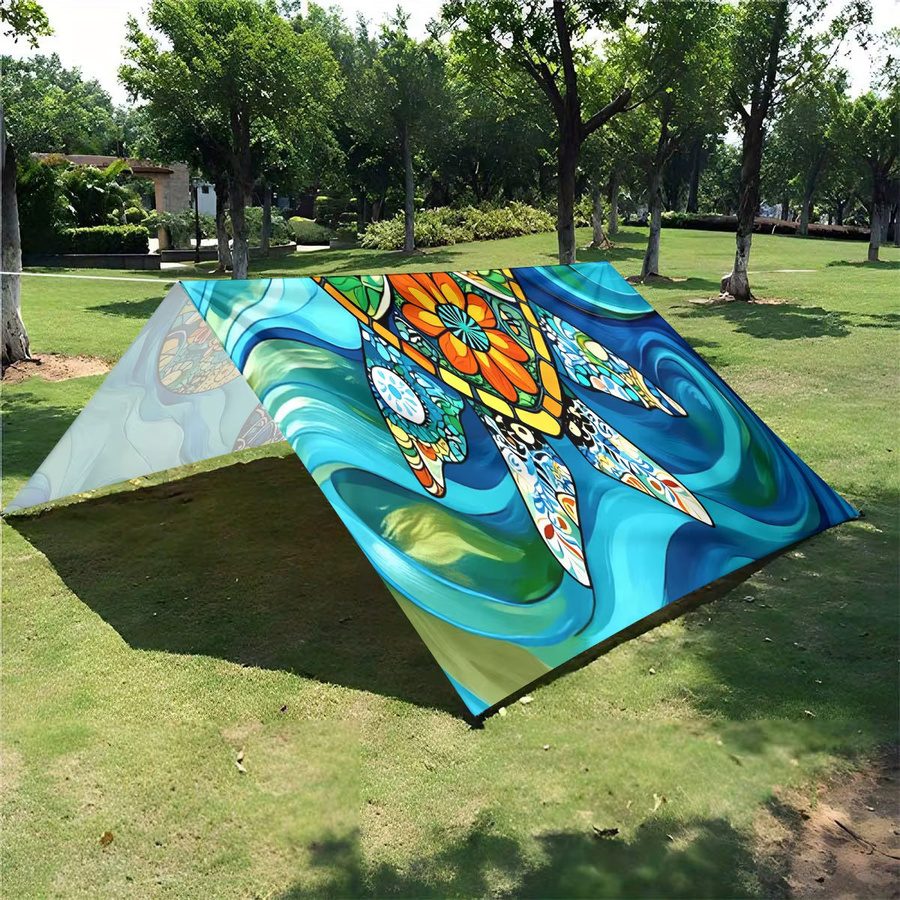 Schildkröten-Blumen-Geometrie Markise für den Außenbereich und Strand mit UV-Schutz, Grün/Mehrfarbig, Breite: 150 cm - Bild 6