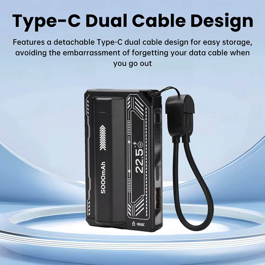 Gaqqee PD 20 W Schnelllade-DIY-Batteriegehäuse für 21700 Akkus, einzelliges lötfreies Powerbank-Gehäuse mit abnehmbarem Leistungsmodul und integriertem Kabel, Schwarz - Bild 3