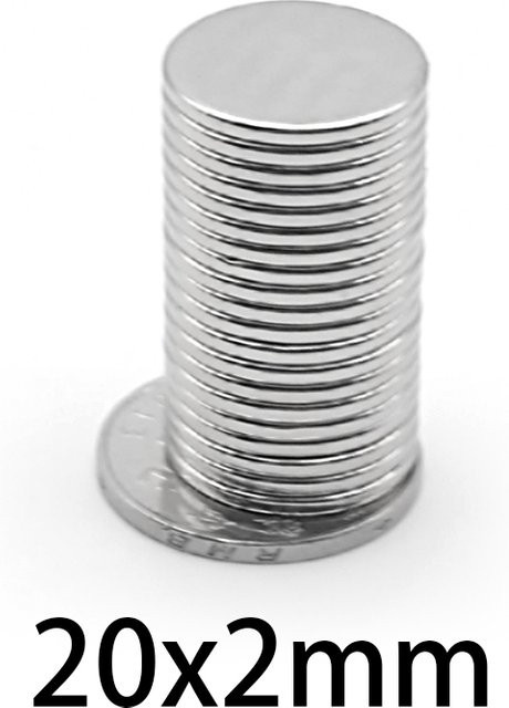 20 Stück runde Neodym-Magnete in Silber, Durchmesser: 20 mm, Höhe: 2 mm - Bild 1