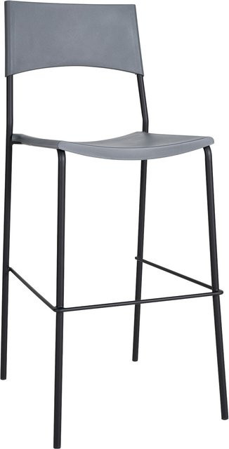 CLP Barhocker Genua Stapelbarer Barstuhl mit Kunststoffsitz und schwarzem Metallgestell in Schwarz - Bild 1