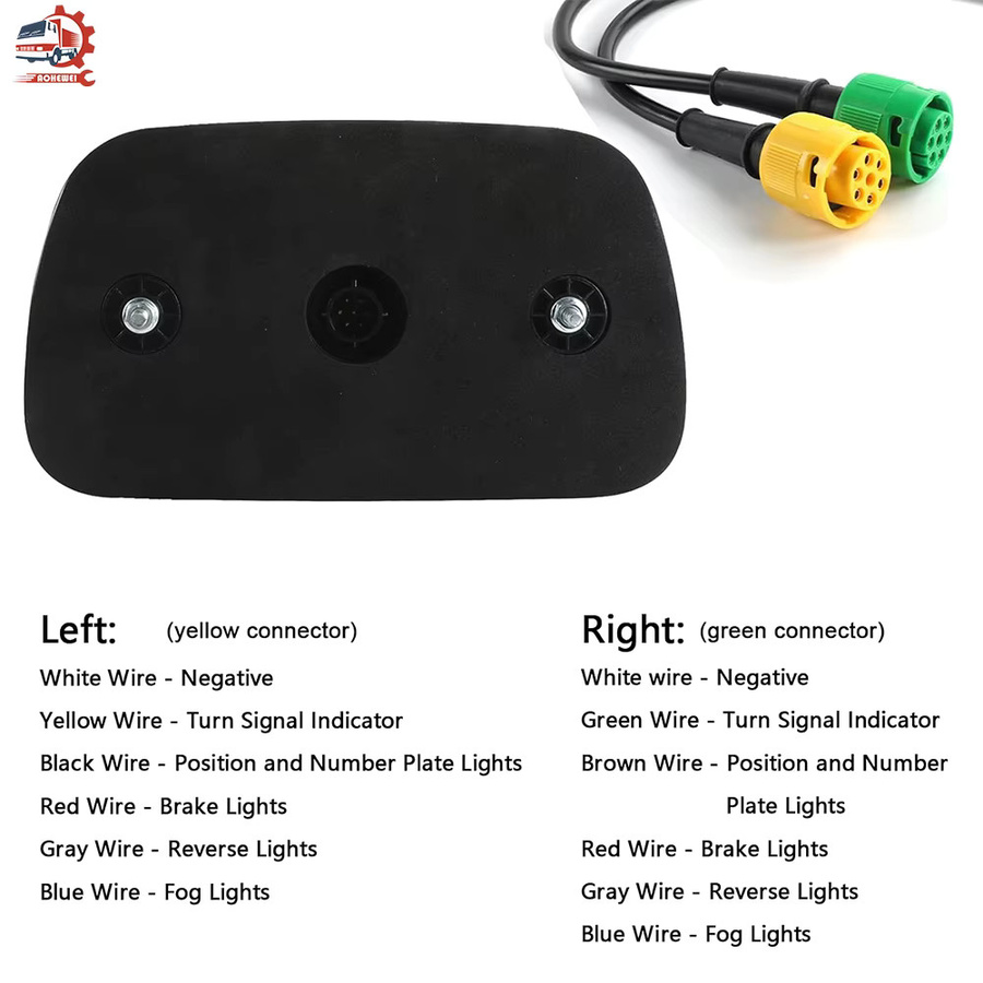 Aohewei Anhänger Rückleuchten Set 2 Stück, Rot, 12V/24V Bremse und Blinker für Caravan mit 30 cm langem 6-adrigem Kabel - Bild 3