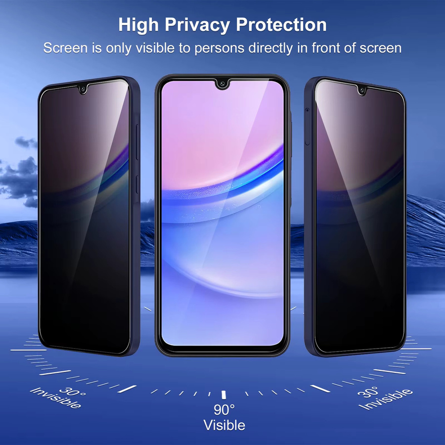 Samsung Galaxy A15 4G 5G Anti-Spionage Displayschutz aus gehärtetem Glas mit Sichtschutz und 9H Kratzfestigkeit - Bild 2