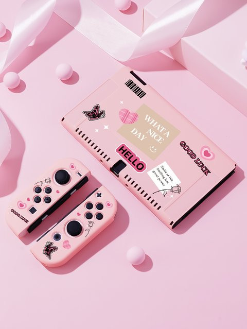 Schutzhülle für Nintendo Switch OLED in Pink mit trennbaren Handschuhen für Joy-Con und Abdeckung - Bild 1