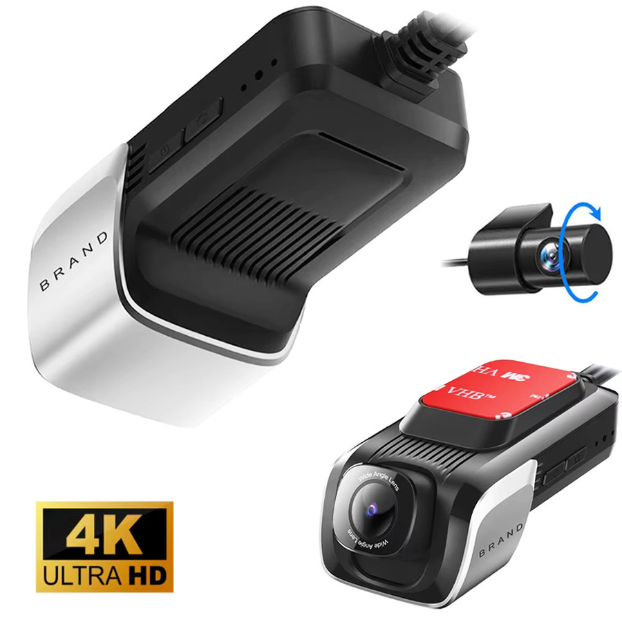 Avnononider Dashcam Set mit 4K UHD Auflösung und Nachtsicht, 2160P Loop-Aufnahme, Weitwinkel DVR-Autokamera für vorne und hinten, Schwarz - Bild 3