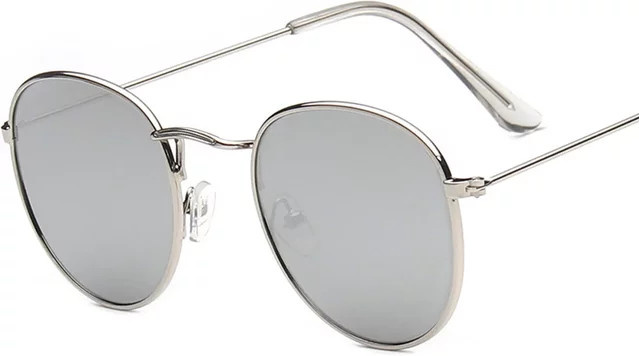 Vintage Sonnenbrille, Vollrand, Round, Metall, silver, Unisex - Bild 1