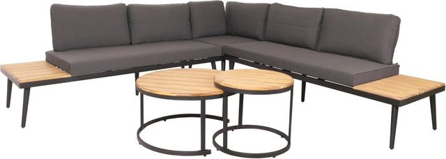 MCW Garten-Garnitur H54c Lounge-Set aus Akazienholz und Stahl in Hellbraun mit dunkelgrauen Kissen - Bild 2