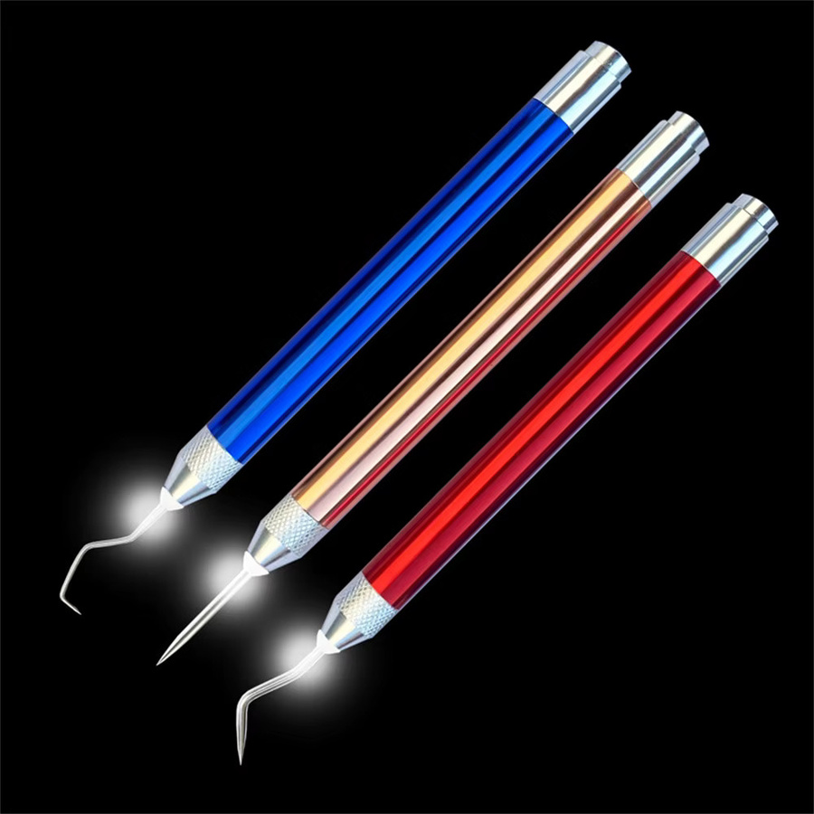 Tragbares Vinyl-Jäten-Werkzeug-Set mit LED-Licht aus Metall in Gold und Blau für Bastelarbeiten und DIY-Projekte - Bild 3
