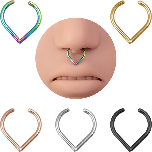 HONGTU BOBY JEWELRY Septum-Ring, Edelstahl, Unisex, Clip-On - Bild 1