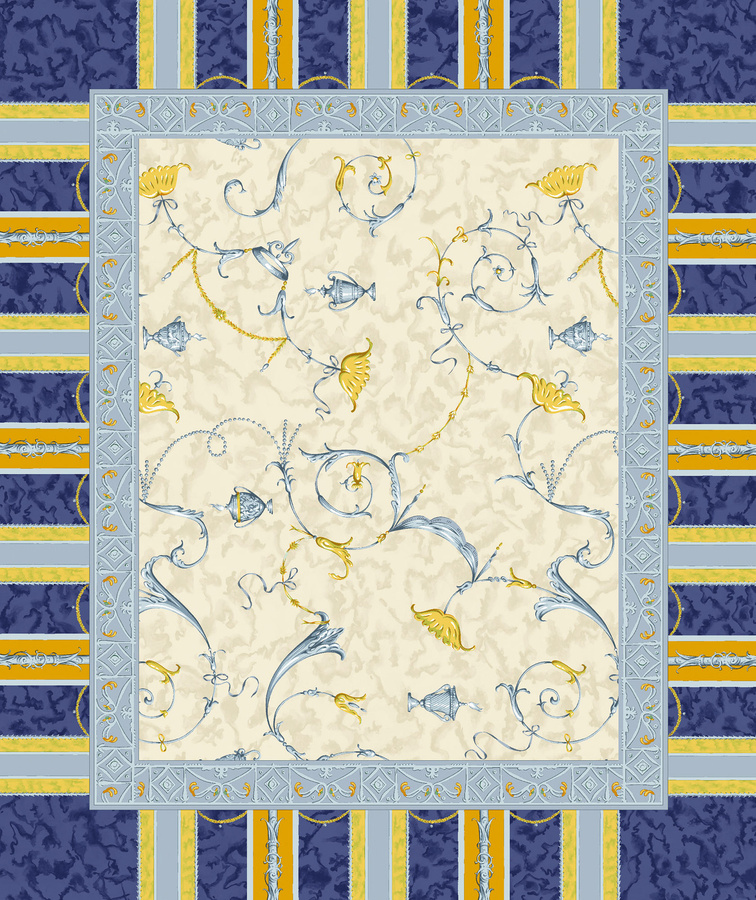 Bassetti Tischset Twill OPLONTIS in Blau und Beige mit floralem Muster aus Baumwolle - Bild 1