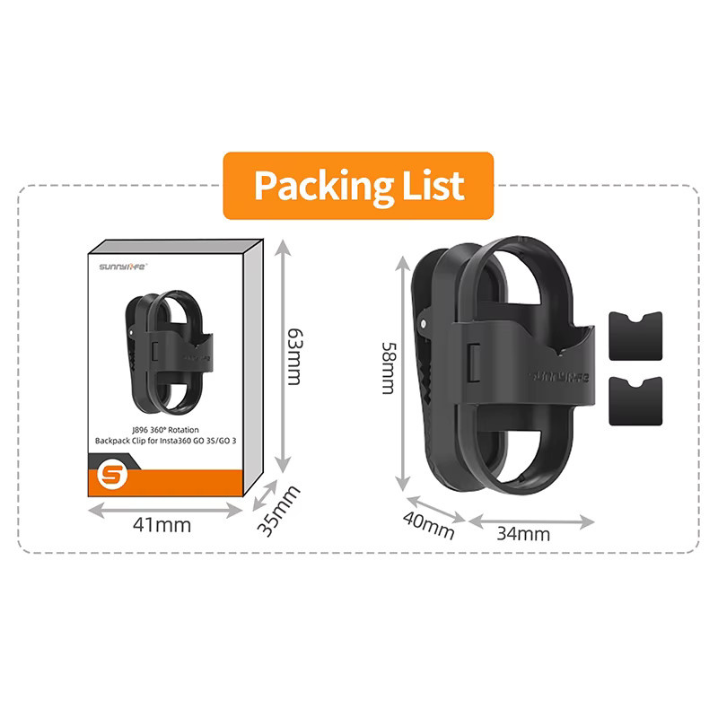 Insta360 Rotierender Quick-Release Rucksack Clip Halterung für Insta360 GO 3S und GO 3 in Schwarz - Bild 2