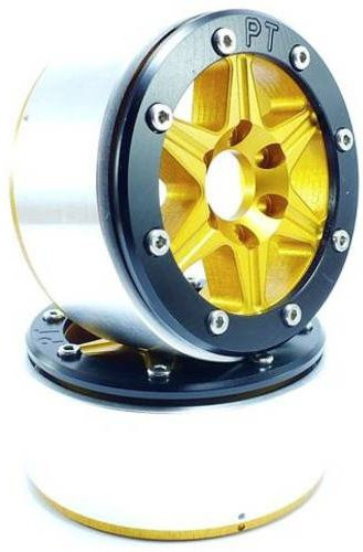 Metsafil Sixstar Crawler Felgen 1:10 aus Aluminium in Gold und Schwarz, 1 Paar - Bild 1