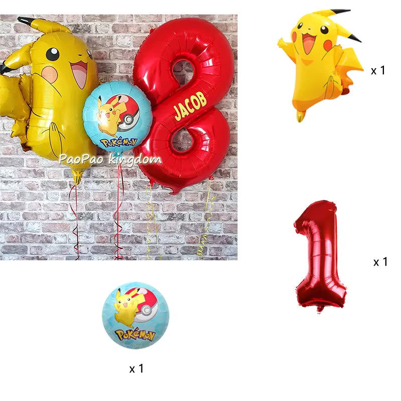 Potdemiel Pokémon Pikachu Folienballons Set für Kindergeburtstage in Mehrfarbig - Bild 2