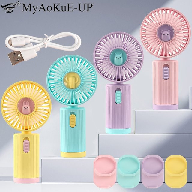 Tragbarer USB Handventilator von myaokue-up in Pink, wiederaufladbarer Mini-Ventilator für Büro und Make-up, B/H/T: 15,5 x 4,0 x 4,0 cm - Bild 1