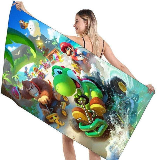 HauteHive Kinder Mario Strandtuch aus Mikrofaser, schnelltrocknend und superweich, Multicolour - Bild 1