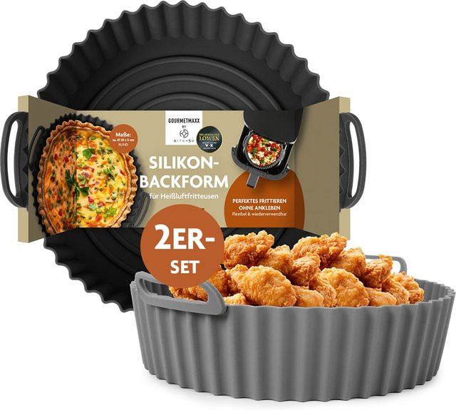 KitchBo Silikonform Tart Tin rund, schwarz/grau, B/T/H: 20 x 20 x 5 cm - Bild 1