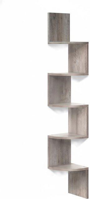 Relaxdays Eckwandregal aus MDF in Hellgrau mit 5 Etagen und Zickzack-Design, Höhe: 125 cm, Breite: 20 cm, Tiefe: 20 cm - Bild 1