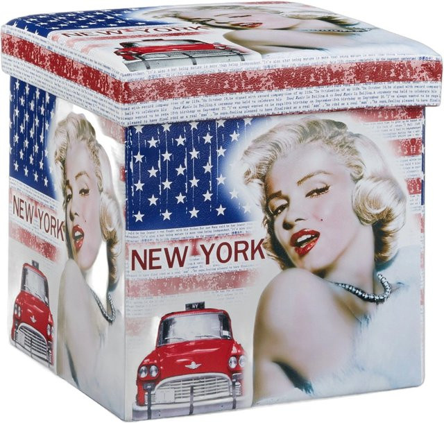 Relaxdays Sitzhocker New York aus Kunstleder mit Stauraum, faltbar, Multicolour, B/T/H: 38 x 38 x 38 cm - Bild 1