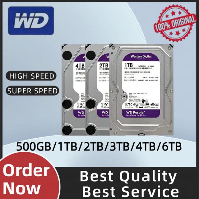 Western Digital WD Purple Festplatte für Heimsicherheitsüberwachung, 3,5 Zoll, SATA, 1TB bis 4TB - Bild 1