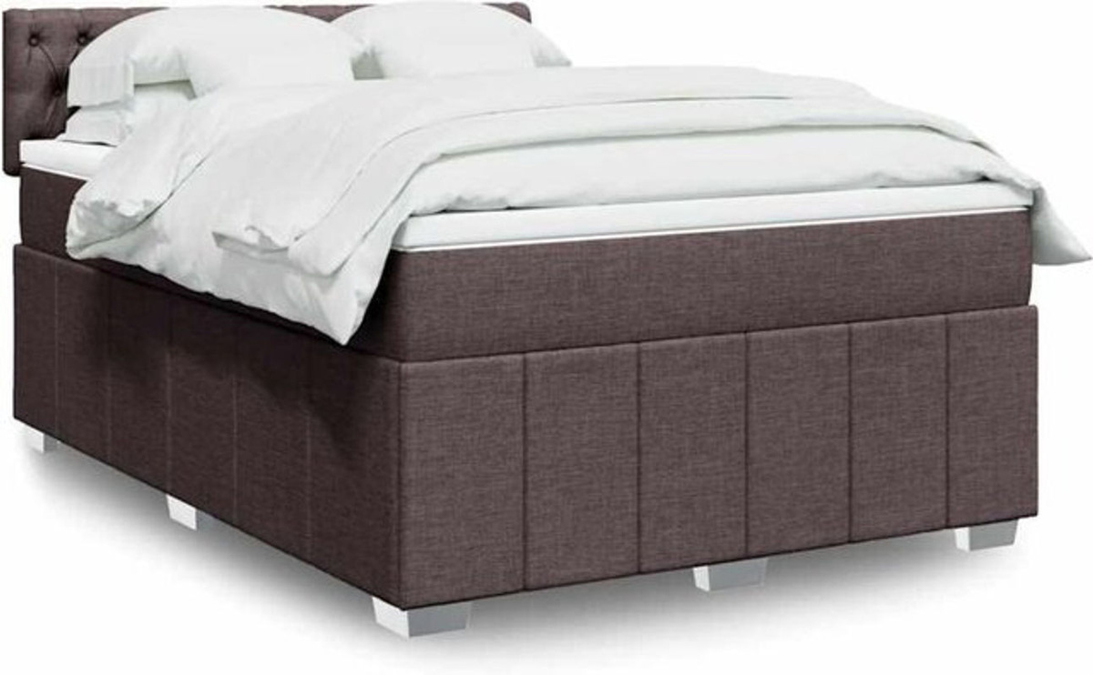 vidaxl Boxspringbett mit Matratze in Braun aus Stoff und Holzwerkstoff, B/T/H: 140 x 190 x 100,5 cm - Bild 1