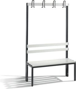 C+P Garderobenbank Basic Hall-Tree mit Sitzbank aus Buche-Hartholz, Farbe Sitzleisten Lichtgrau, Gestell Schwarzgrau, H x B x T: 165 x 100 x 40,3 cm - Bild 1