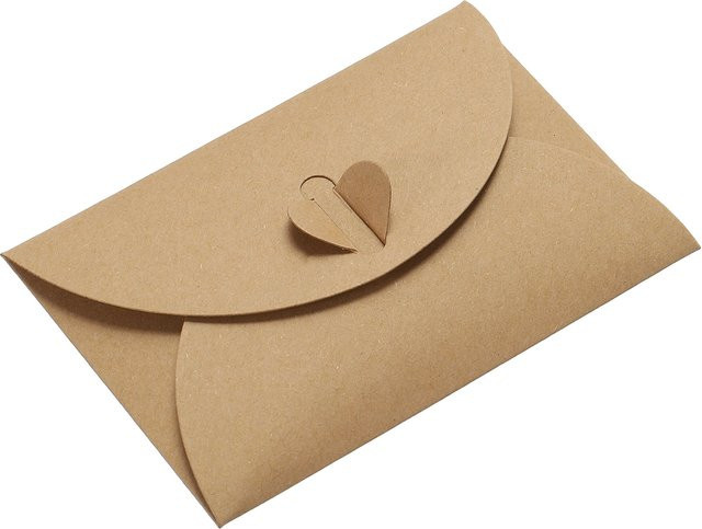 24 Stück Mini-Umschläge aus Kraftpapier mit Herzverschluss in Braun für Hochzeiten und Partys - Bild 1