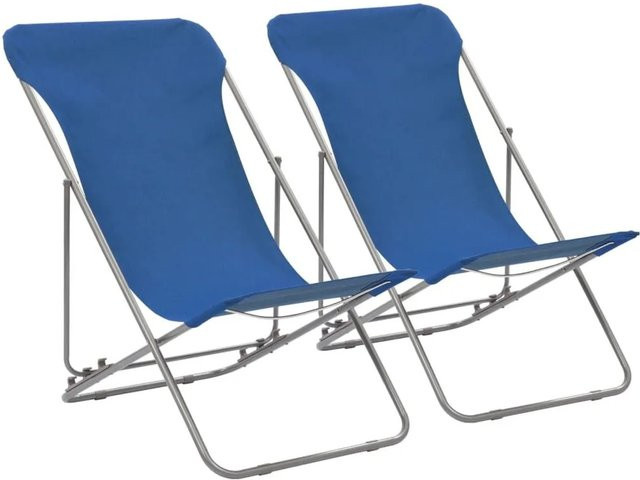 Furnicato Strandstuhl Set Klappbar Blau aus Stahl und 600D Oxford-Gewebe, 2 Stück, B/T/H: 75 x 57 x 99 cm - Bild 1