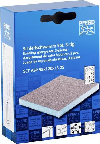 PFERD Wasserfester Schleifschwamm Grau, zweiseitig für Holz, Metall und Lack, B/H/T: 12,0 x 9,8 x 1,3 cm - Bild 1