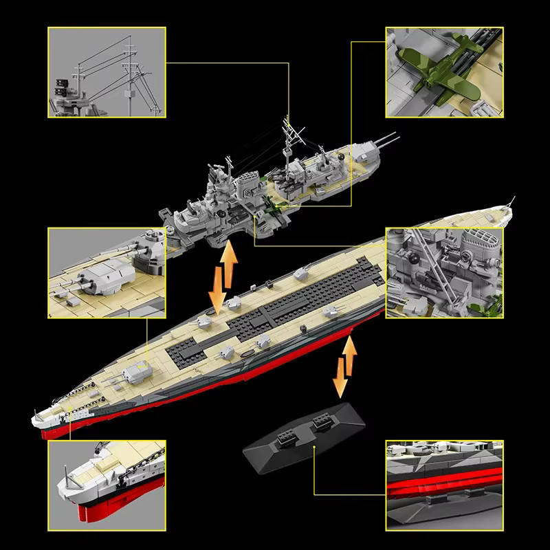 barweer Tirpitz U-Boot Schlachtschiff, Klemmbausteine, 2738 Teile - Bild 3