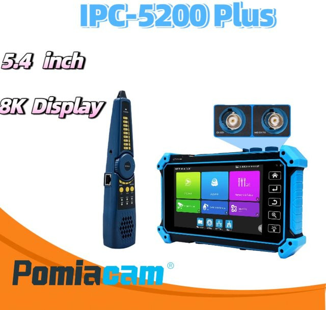 POMIACAM 5,4 Zoll IPS 8K H.265 IP und 8MP Koax Kameratester mit PoE ONVIF TDR AHD HDMI VGA Eingang für CCTV Diagnose in Blau - Bild 1
